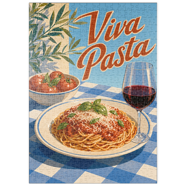Darstellung des Puzzle Motivs puzzleplate Viva Pasta Italian Spaghetti and Wine Sign 500 Puzzle