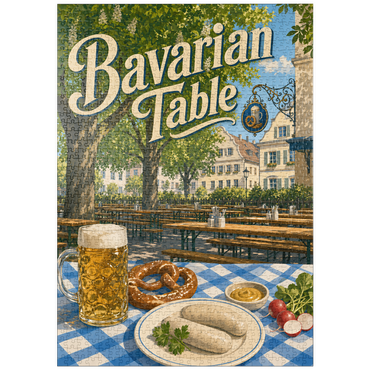 Darstellung des Puzzle Motivs puzzleplate Bavarian Beer Garden Table Spread 1000 Puzzle
