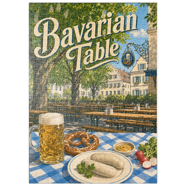 Darstellung des Puzzle Motivs puzzleplate Bavarian Beer Garden Table Spread 500 Puzzle