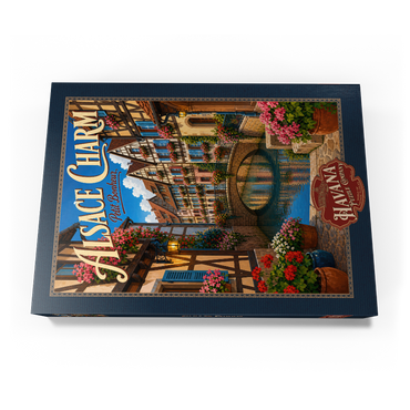 Darstellung des Puzzle Motivs Alsace Canal Village Floral Charm 1000 Puzzle Schachtel Ansicht3