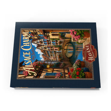 Darstellung des Puzzle Motivs Alsace Canal Village Floral Charm 100 Puzzle Schachtel Ansicht3