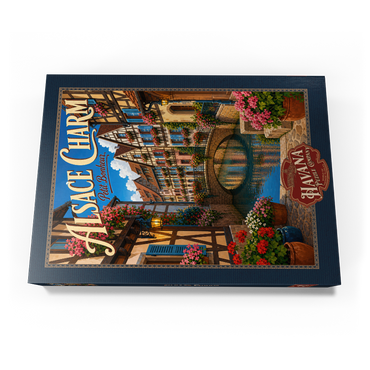 Darstellung des Puzzle Motivs Alsace Canal Village Floral Charm 500 Puzzle Schachtel Ansicht3