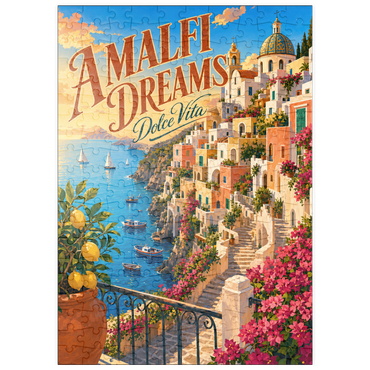 Darstellung des Puzzle Motivs puzzleplate Amalfi Coast Sunset Romance 200 Puzzle