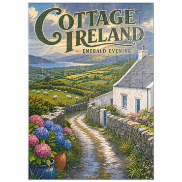 Darstellung des Puzzle Motivs puzzleplate Ireland Cottage Emerald Evening 100 Puzzle