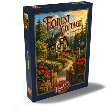 Darstellung des Puzzle Motivs Forest Cottage Cozy Woodland Escape 500 Puzzle Schachtel Ansicht2