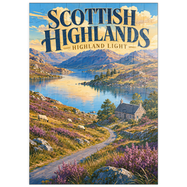 Darstellung des Puzzle Motivs puzzleplate Scottish Highlands Scenic Light 100 Puzzle