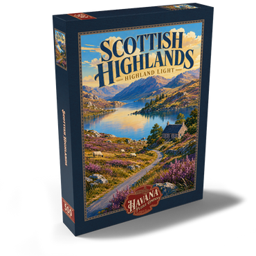 Darstellung des Puzzle Motivs Scottish Highlands Scenic Light 500 Puzzle Schachtel Ansicht2