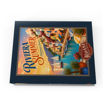 Darstellung des Puzzle Motivs Riviera Coastal Summer Charm 100 Puzzle Schachtel Ansicht3