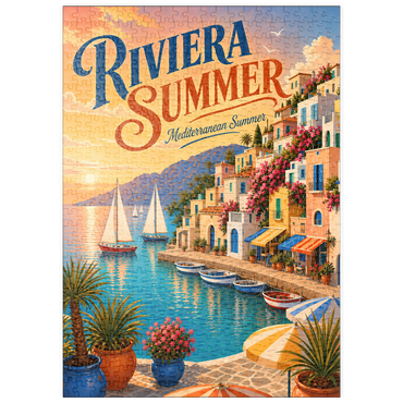 Darstellung des Puzzle Motivs puzzleplate Riviera Coastal Summer Charm 500 Puzzle