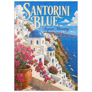 Darstellung des Puzzle Motivs puzzleplate Santorini Blue Aegean Morning 200 Puzzle
