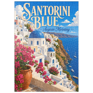 Darstellung des Puzzle Motivs puzzleplate Santorini Blue Aegean Morning 500 Puzzle