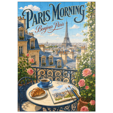 Darstellung des Puzzle Motivs puzzleplate Eiffel Tower Morning Romance 100 Puzzle
