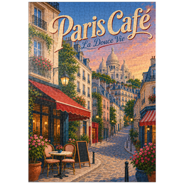 Darstellung des Puzzle Motivs puzzleplate Paris Cafe Romantic Evening Charm 1000 Puzzle