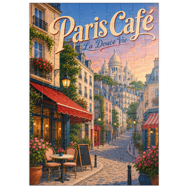 Darstellung des Puzzle Motivs puzzleplate Paris Cafe Romantic Evening Charm 100 Puzzle