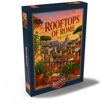 Darstellung des Puzzle Motivs Rome Rooftops Sunset Romance 1000 Puzzle Schachtel Ansicht2