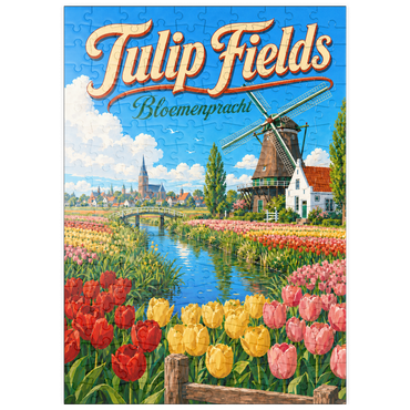 Darstellung des Puzzle Motivs puzzleplate Dutch Tulip Fields Spring Splendor 200 Puzzle
