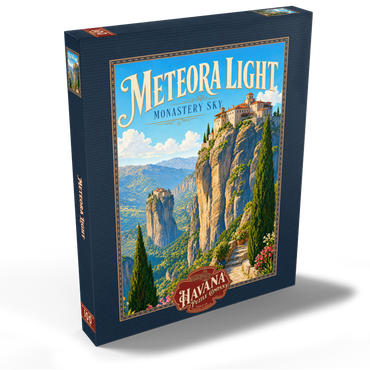 Darstellung des Puzzle Motivs Meteora Monastery Sky Majesty 100 Puzzle Schachtel Ansicht2