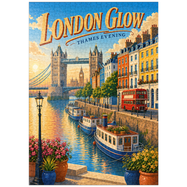 Darstellung des Puzzle Motivs puzzleplate London Thames Evening Glow 1000 Puzzle