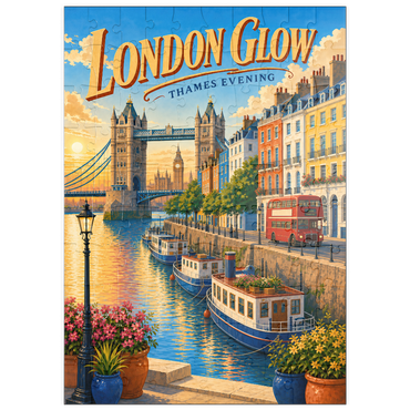 Darstellung des Puzzle Motivs puzzleplate London Thames Evening Glow 100 Puzzle