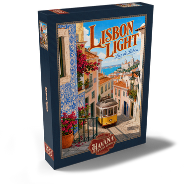 Darstellung des Puzzle Motivs Lisbon Tram Coastal Charm 1000 Puzzle Schachtel Ansicht2