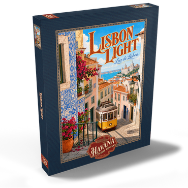 Darstellung des Puzzle Motivs Lisbon Tram Coastal Charm 200 Puzzle Schachtel Ansicht2