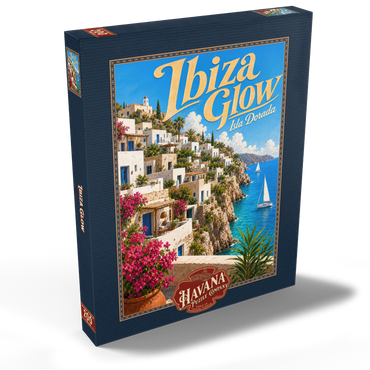 Darstellung des Puzzle Motivs Ibiza Coastal Village Golden Glow 200 Puzzle Schachtel Ansicht2