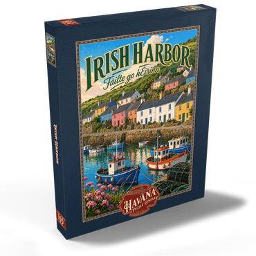 Darstellung des Puzzle Motivs Irish Harbor Coastal Village Charm 100 Puzzle Schachtel Ansicht2
