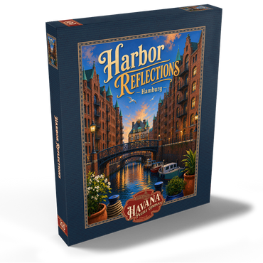 Darstellung des Puzzle Motivs Hamburg Harbor Sunset Reflections 100 Puzzle Schachtel Ansicht2