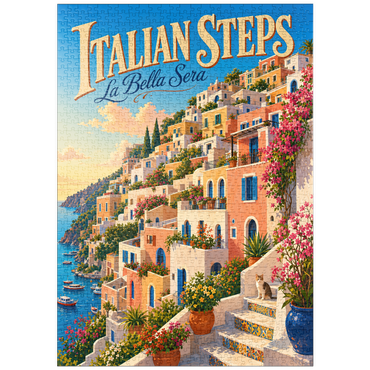 Darstellung des Puzzle Motivs puzzleplate Italian Steps Coastal Sunset Charm 1000 Puzzle