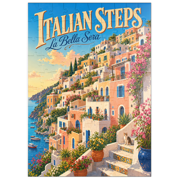 Darstellung des Puzzle Motivs puzzleplate Italian Steps Coastal Sunset Charm 100 Puzzle