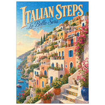Darstellung des Puzzle Motivs puzzleplate Italian Steps Coastal Sunset Charm 500 Puzzle