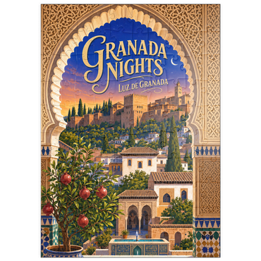Darstellung des Puzzle Motivs puzzleplate Granada Alhambra Evening Splendor 100 Puzzle