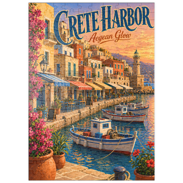 Darstellung des Puzzle Motivs puzzleplate Crete Harbor Aegean Sunset Glow 200 Puzzle