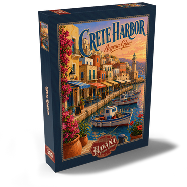 Darstellung des Puzzle Motivs Crete Harbor Aegean Sunset Glow 500 Puzzle Schachtel Ansicht2