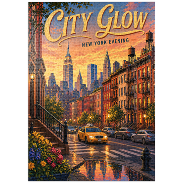Darstellung des Puzzle Motivs puzzleplate New York Evening Skyline Glow 1000 Puzzle