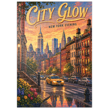 Darstellung des Puzzle Motivs puzzleplate New York Evening Skyline Glow 500 Puzzle