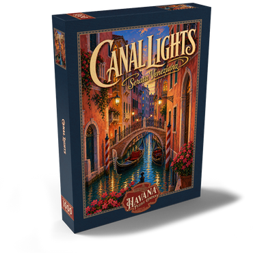Darstellung des Puzzle Motivs Venice Canal Evening Romance 1000 Puzzle Schachtel Ansicht2