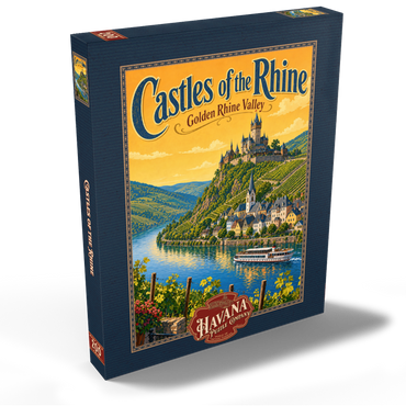 Darstellung des Puzzle Motivs Rhine Valley Castles Golden Splendor 200 Puzzle Schachtel Ansicht2