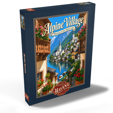 Darstellung des Puzzle Motivs Alpine Village Lake Morning Charm 200 Puzzle Schachtel Ansicht2
