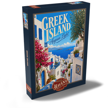 Darstellung des Puzzle Motivs Greek Island Aegean Coastal Charm 1000 Puzzle Schachtel Ansicht2