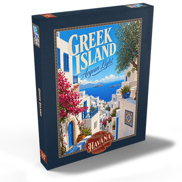 Darstellung des Puzzle Motivs Greek Island Aegean Coastal Charm 100 Puzzle Schachtel Ansicht2