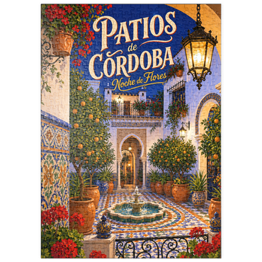 Darstellung des Puzzle Motivs puzzleplate Patios de Cordoba Floral Night Charm 500 Puzzle