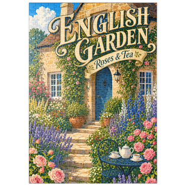Darstellung des Puzzle Motivs puzzleplate English Garden Roses Tea Charm 500 Puzzle