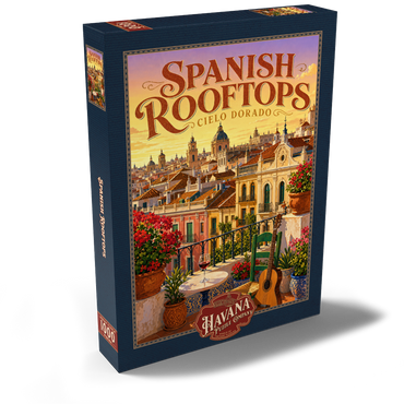Darstellung des Puzzle Motivs Spanish Rooftops Golden Sunset Charm 1000 Puzzle Schachtel Ansicht2