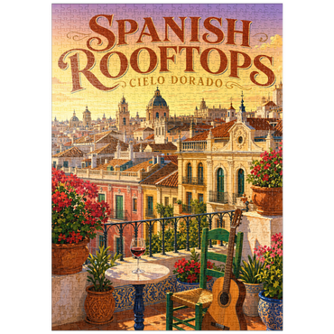 Darstellung des Puzzle Motivs puzzleplate Spanish Rooftops Golden Sunset Charm 1000 Puzzle