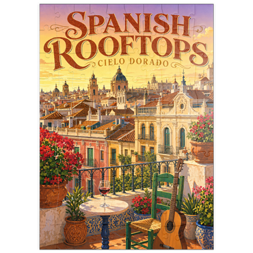 Darstellung des Puzzle Motivs puzzleplate Spanish Rooftops Golden Sunset Charm 100 Puzzle