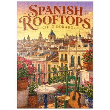 Darstellung des Puzzle Motivs puzzleplate Spanish Rooftops Golden Sunset Charm 500 Puzzle