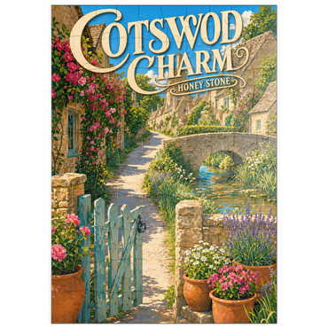 Darstellung des Puzzle Motivs puzzleplate Cotswold Village Honey Stone Charm 100 Puzzle