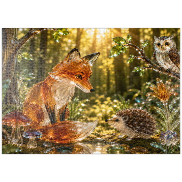Darstellung des Puzzle Motivs puzzleplate Luminous Glass Forest Friends 1000 Puzzle