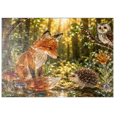 Darstellung des Puzzle Motivs puzzleplate Luminous Glass Forest Friends 100 Puzzle